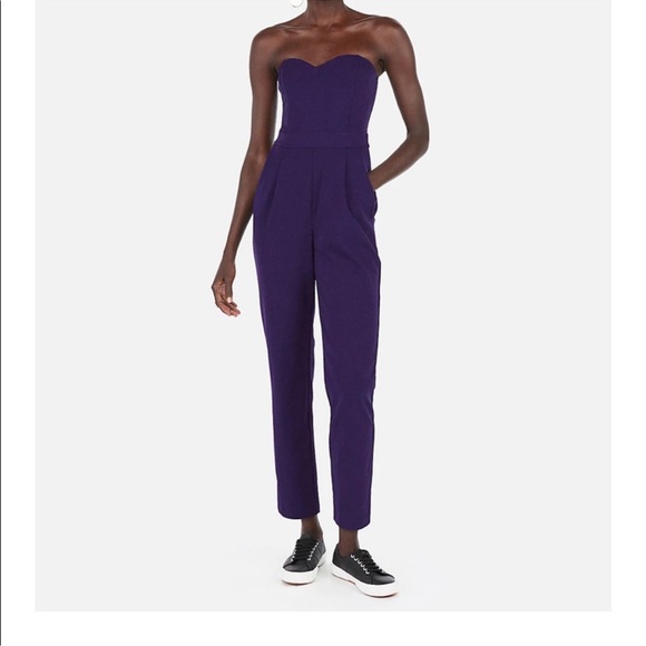 Express Pants - EXPRESS strapless jumpsuit - purple